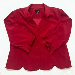 Leslie Fay Scarlet Blazer with Scalloped Hem